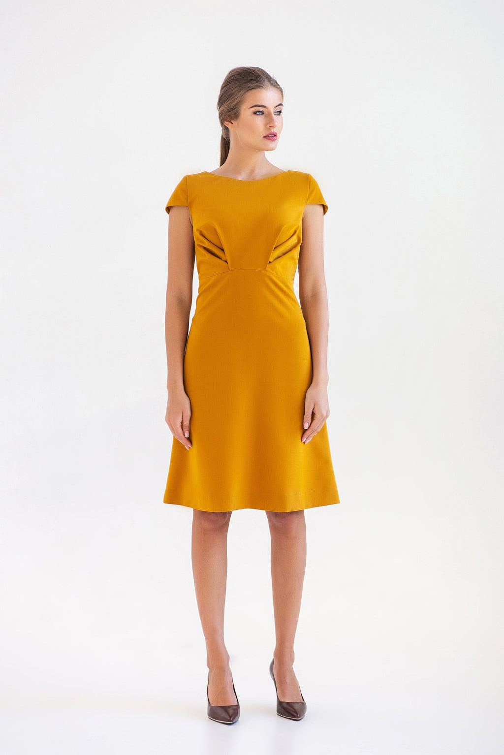 Nadia Mustard A-Line Midi Dress — view 3