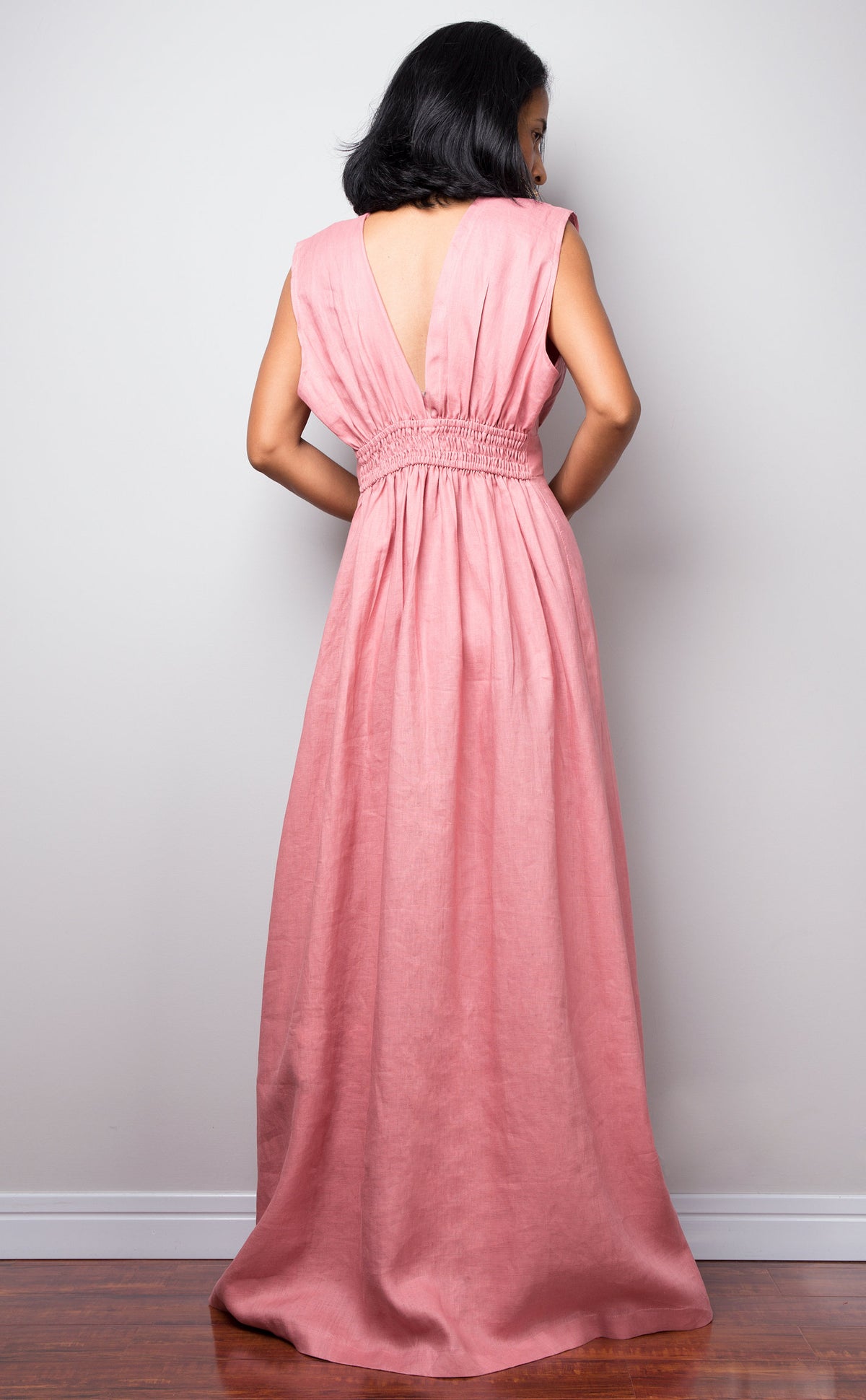 Grace Pink Linen Maxi Dress — view 6