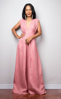 Grace Pink Linen Maxi Dress — Dress Code