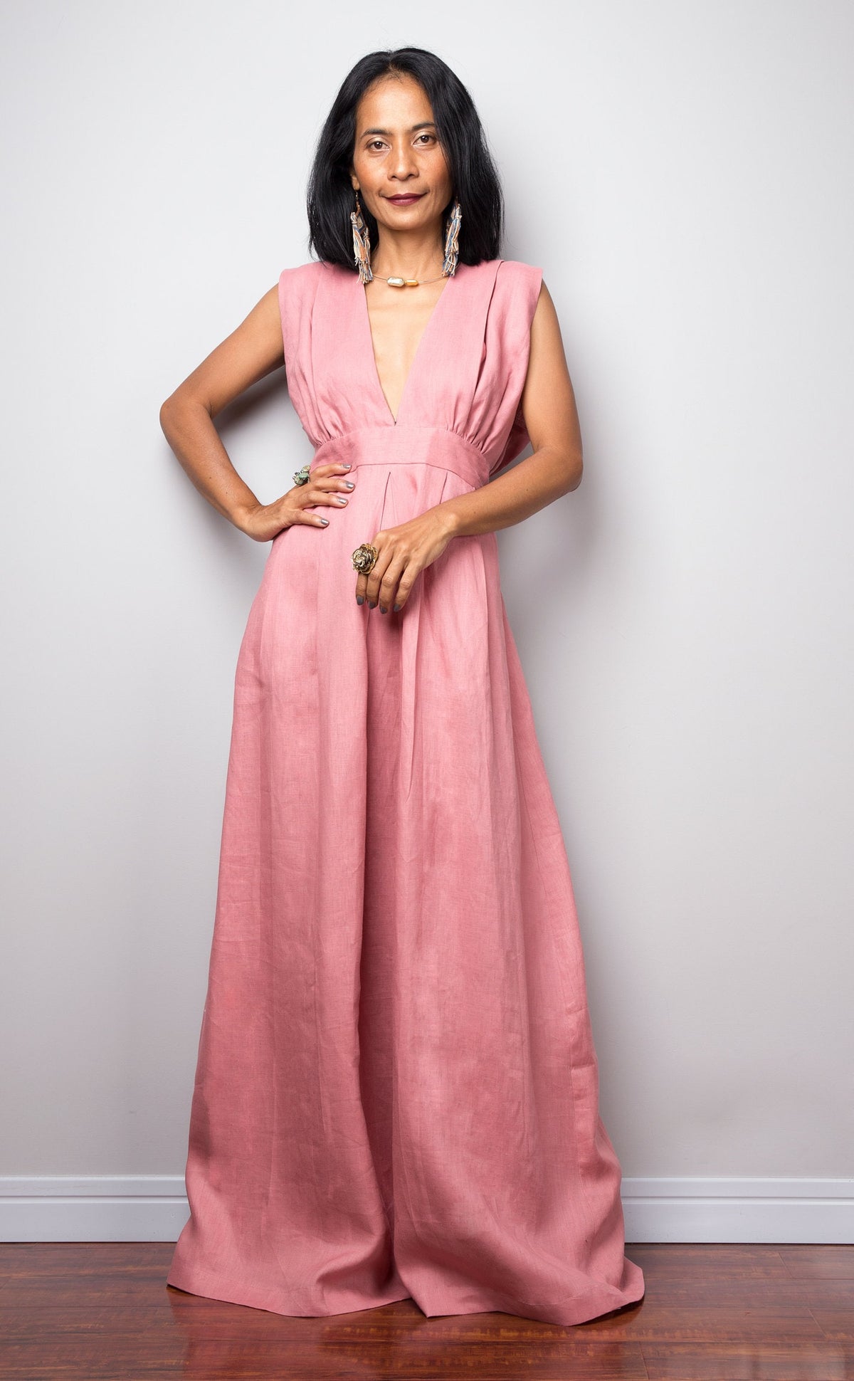 Grace Pink Linen Maxi Dress — Dress Code