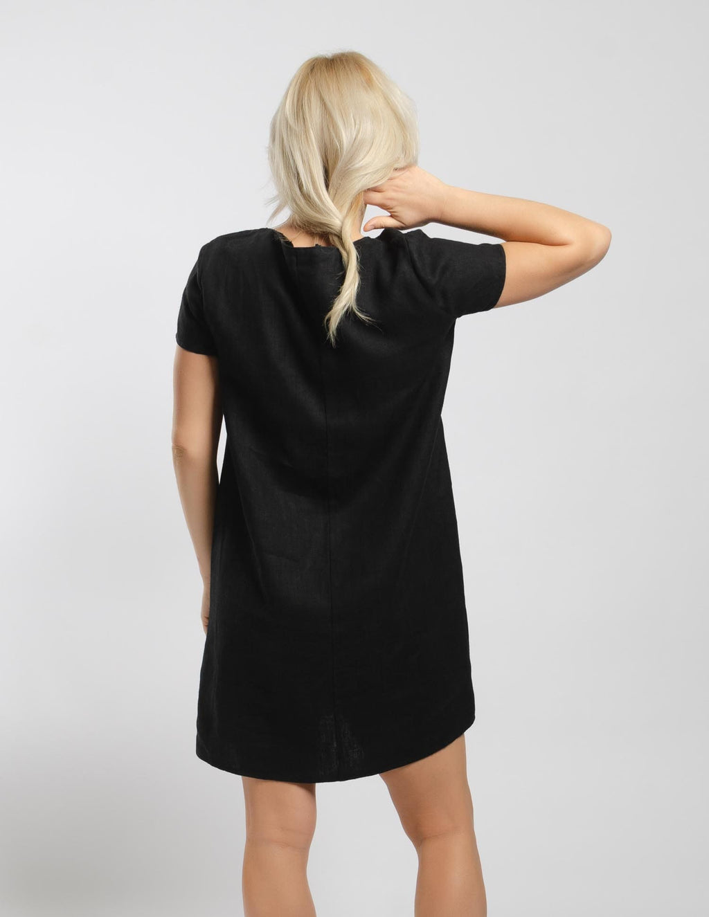 Rosa Black Linen Midi Dress — view 3