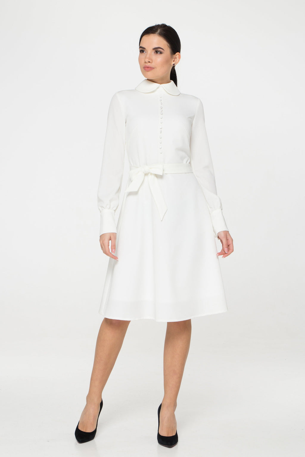 Una White Swing Midi Dress — view 3