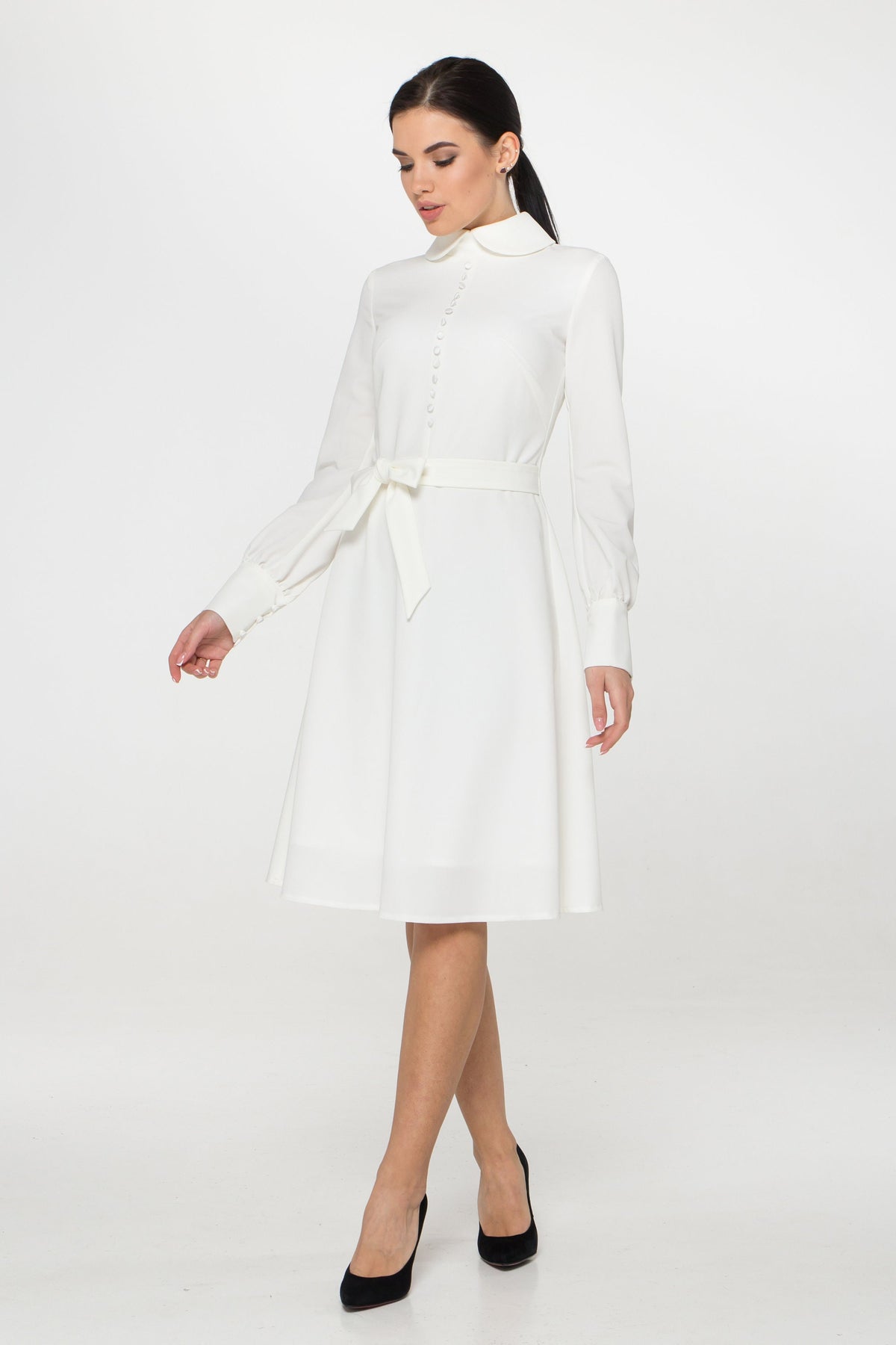 Una White Swing Midi Dress — view 4