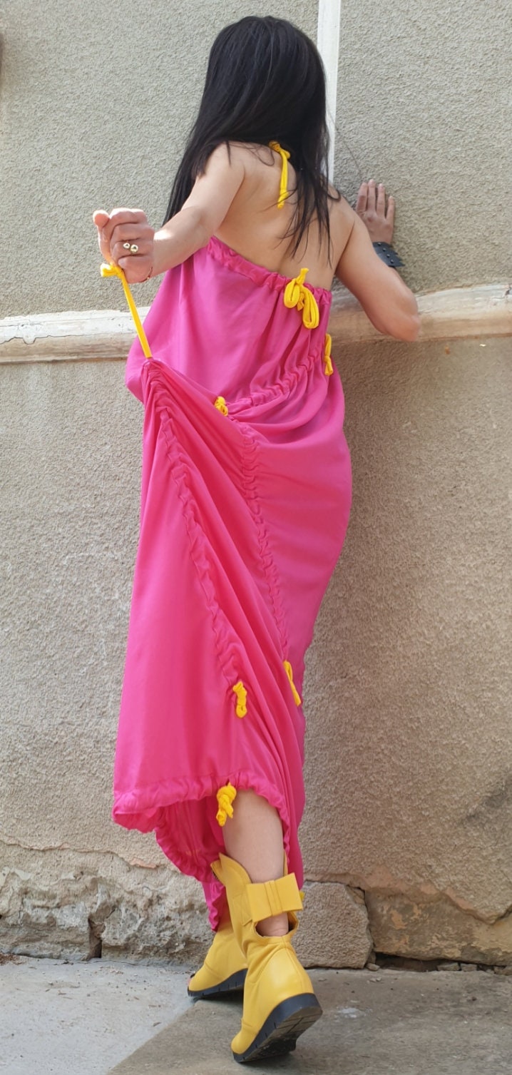 Edie Pink Cotton Maxi Dress — view 5