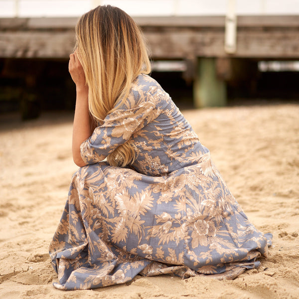 Valen Floral Cotton Wrap Maxi Dress