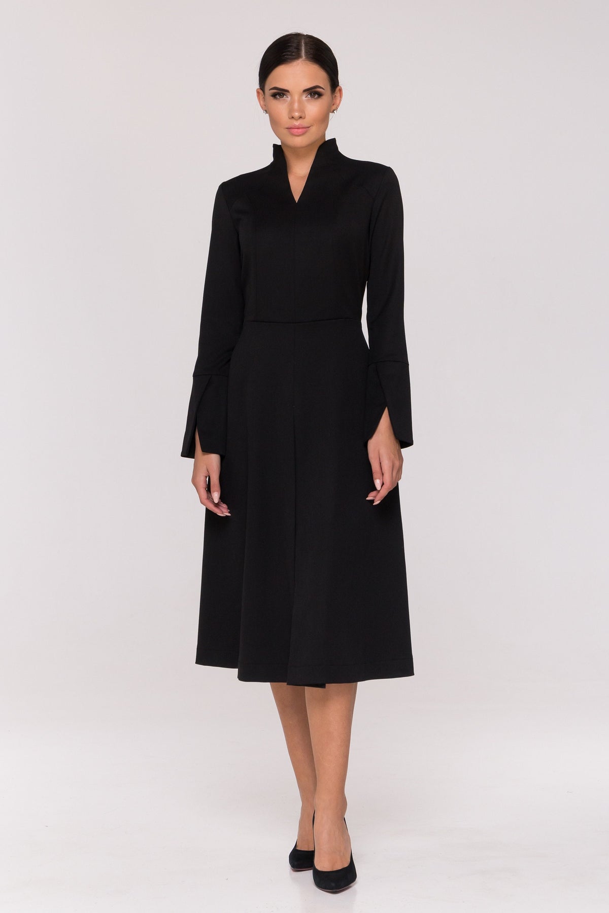 Freya Black Fit-and-Flare Midi Dress — view 3