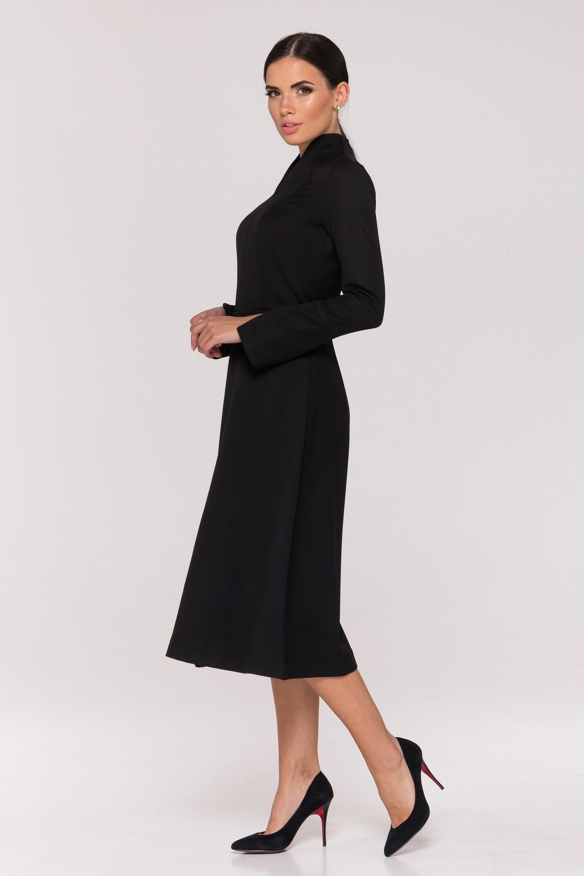 Freya Black Fit-and-Flare Midi Dress — view 4