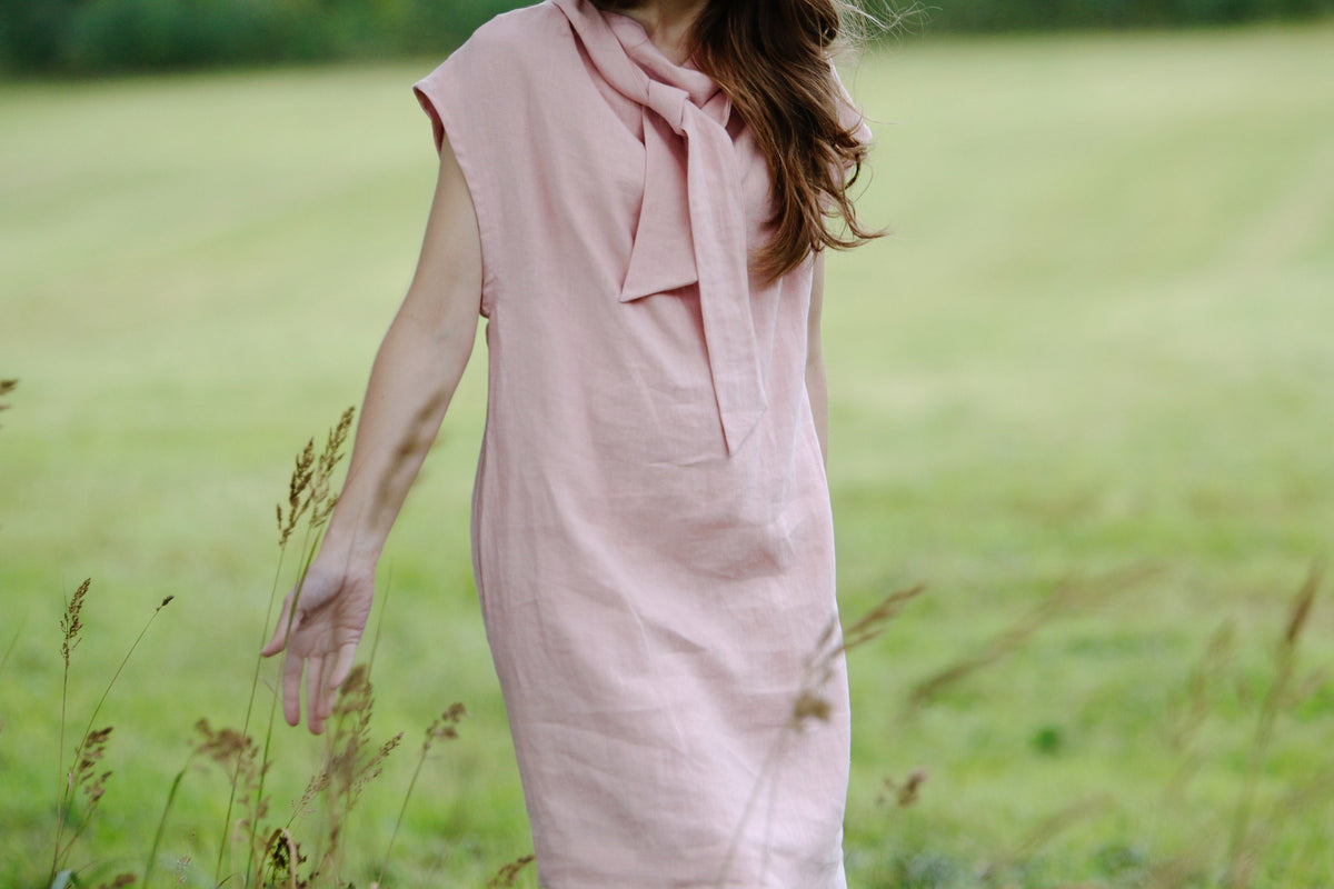 Ruby Blush Linen Midi Dress — view 3