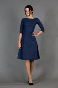 Belle Navy Fit-and-Flare Midi Dress — Dress Code