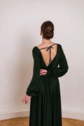 Marlo Olive Satin Open-Back Maxi Dress — Dress Code