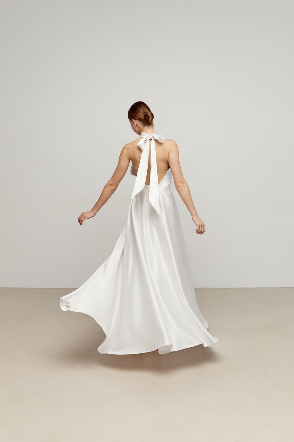 Blair White Satin Halter Midi Dress — Dress Code