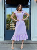 Inez Lilac Ruffle Midi Dress — Dress Code