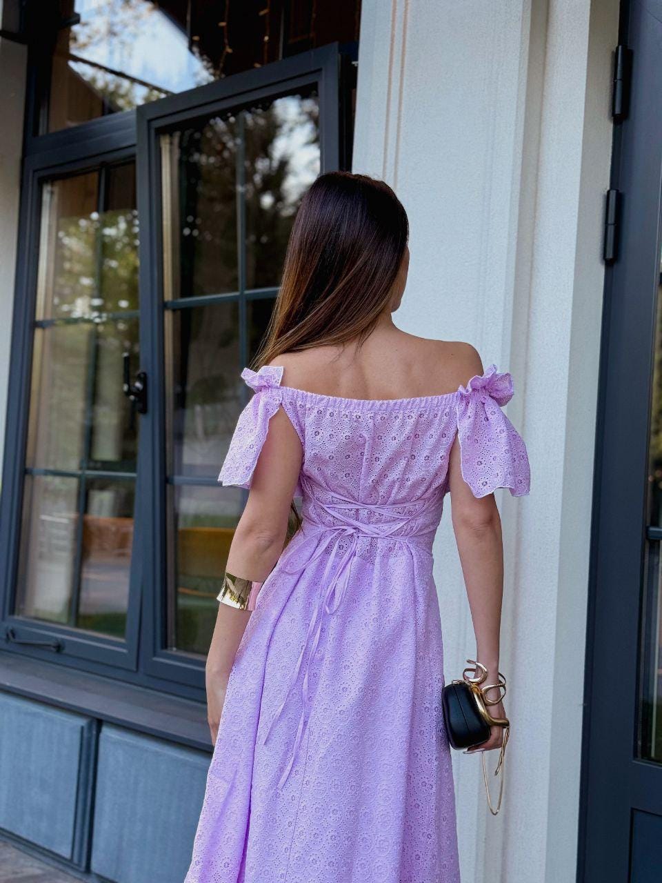 Inez Lilac Ruffle Midi Dress — view 2