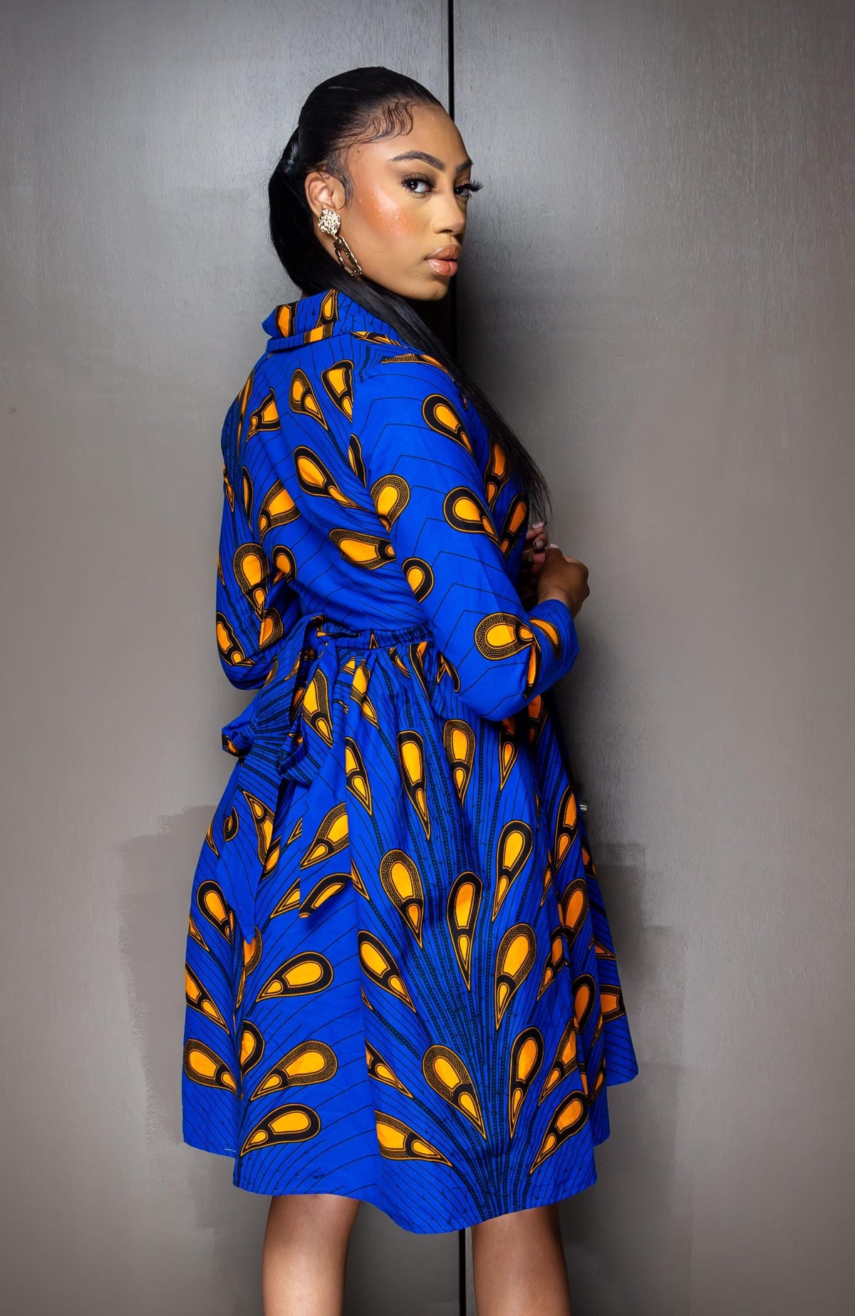 Rae Blue Cotton Shirt Midi Dress — view 3