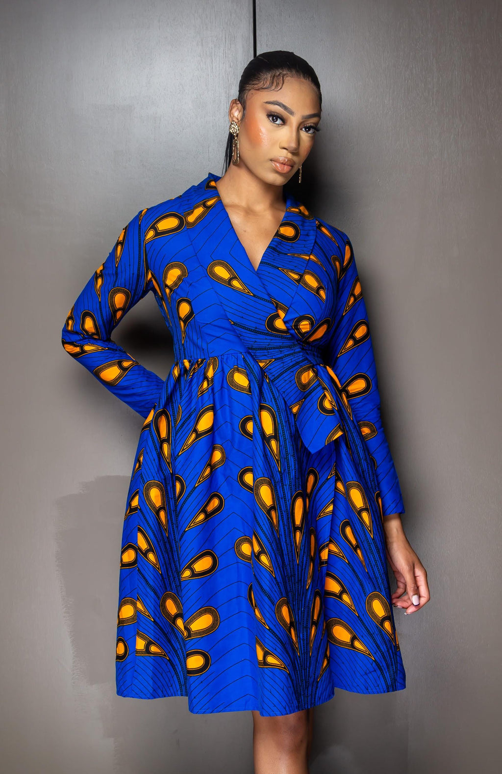 Rae Blue Cotton Shirt Midi Dress — view 2