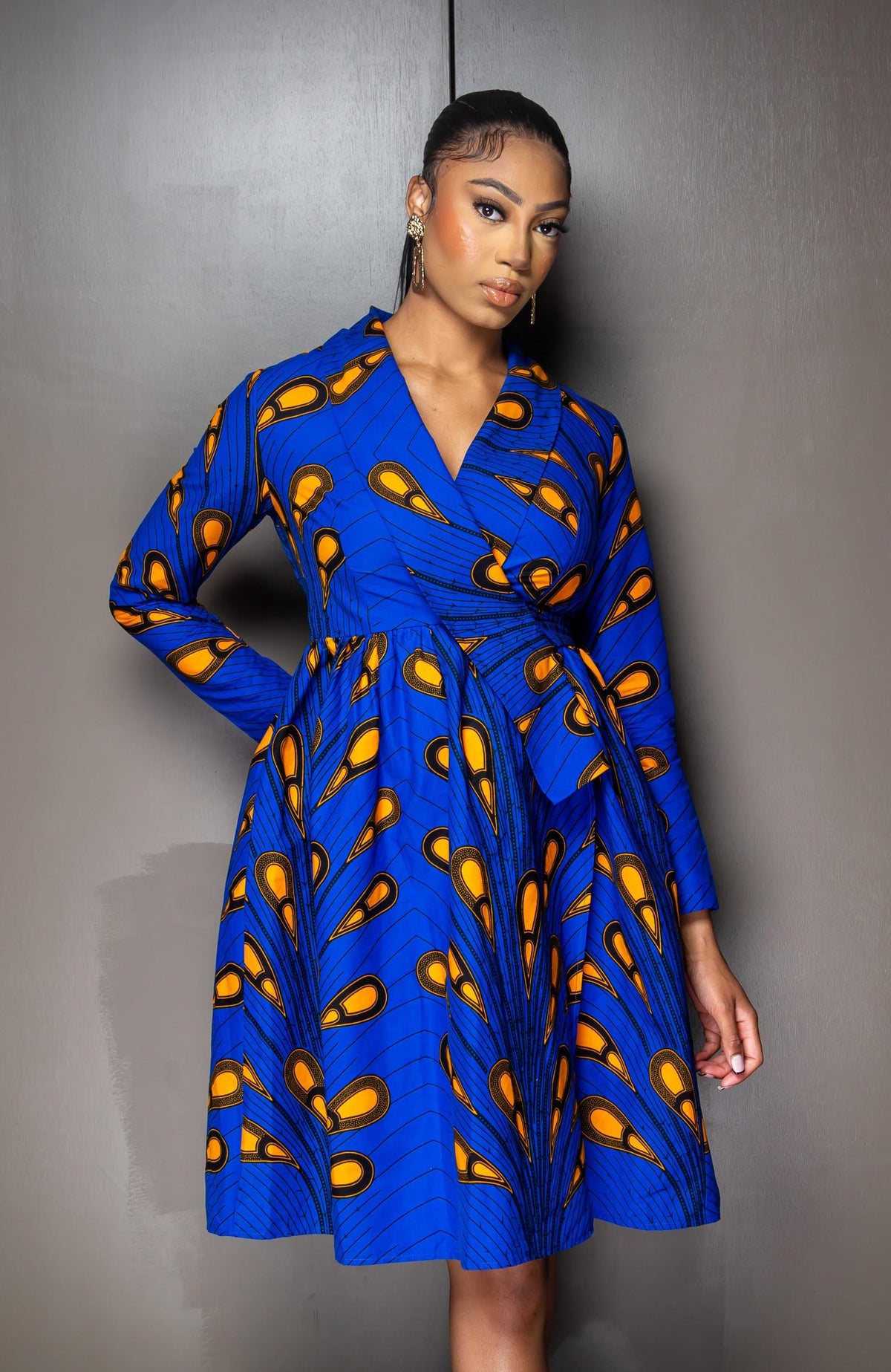 Rae Blue Cotton Shirt Midi Dress — view 2