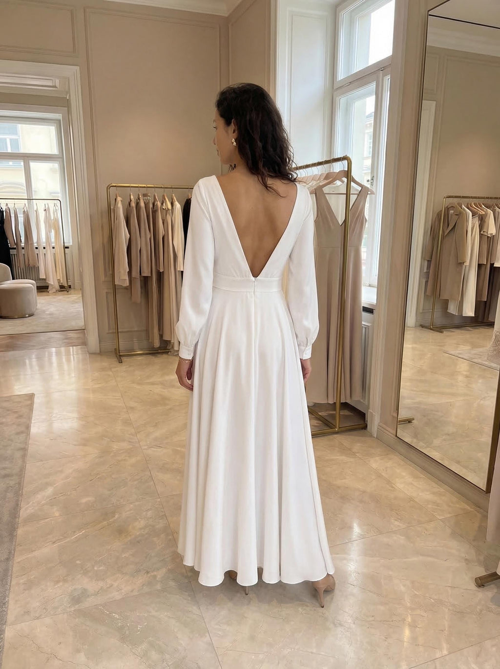 Kit White Satin Open-Back Midi Dress — view 3