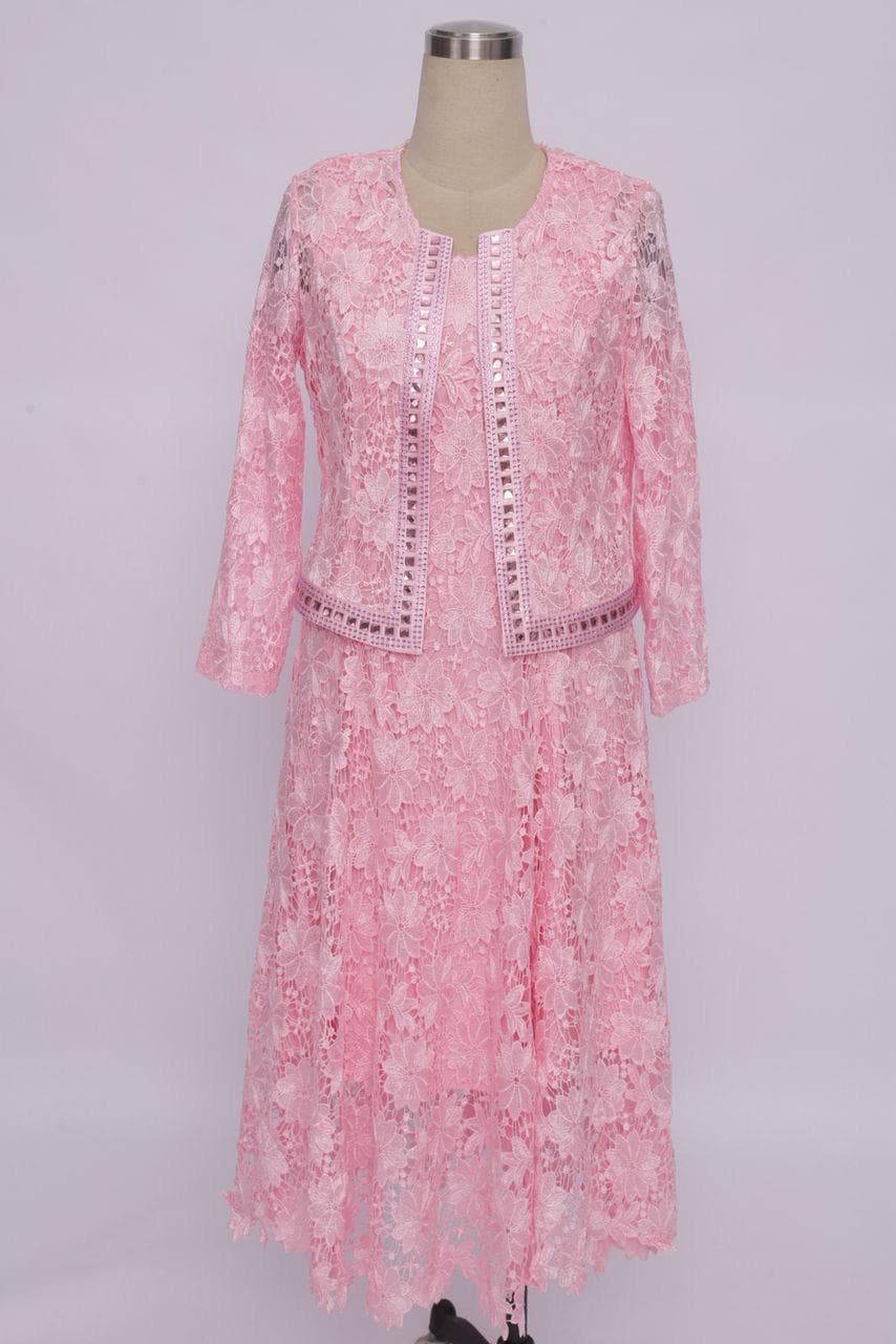 Lotte Pink Lace Midi Dress — view 3