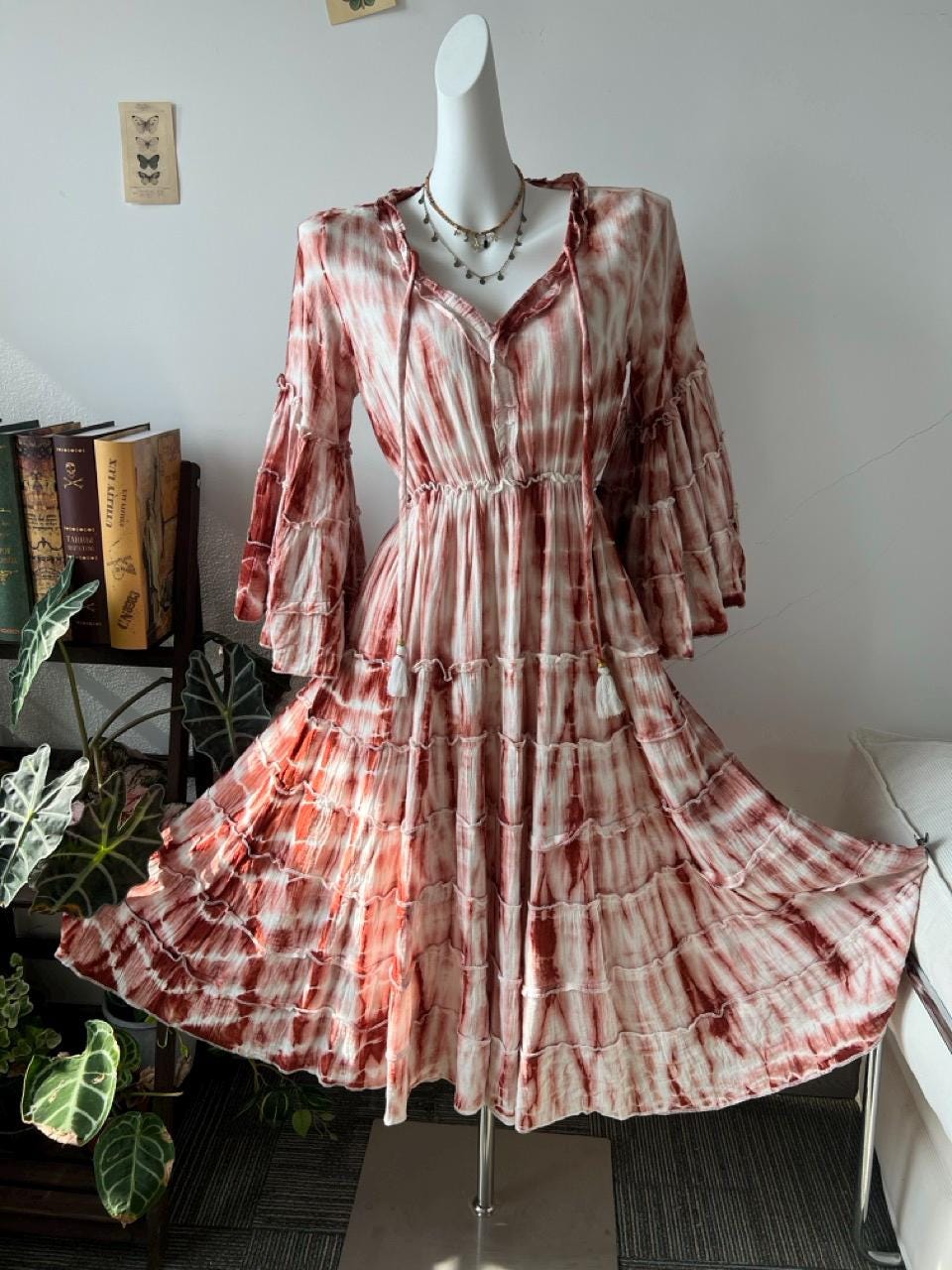 Xena Pink Cotton Tie-Dye Maxi Dress — view 3
