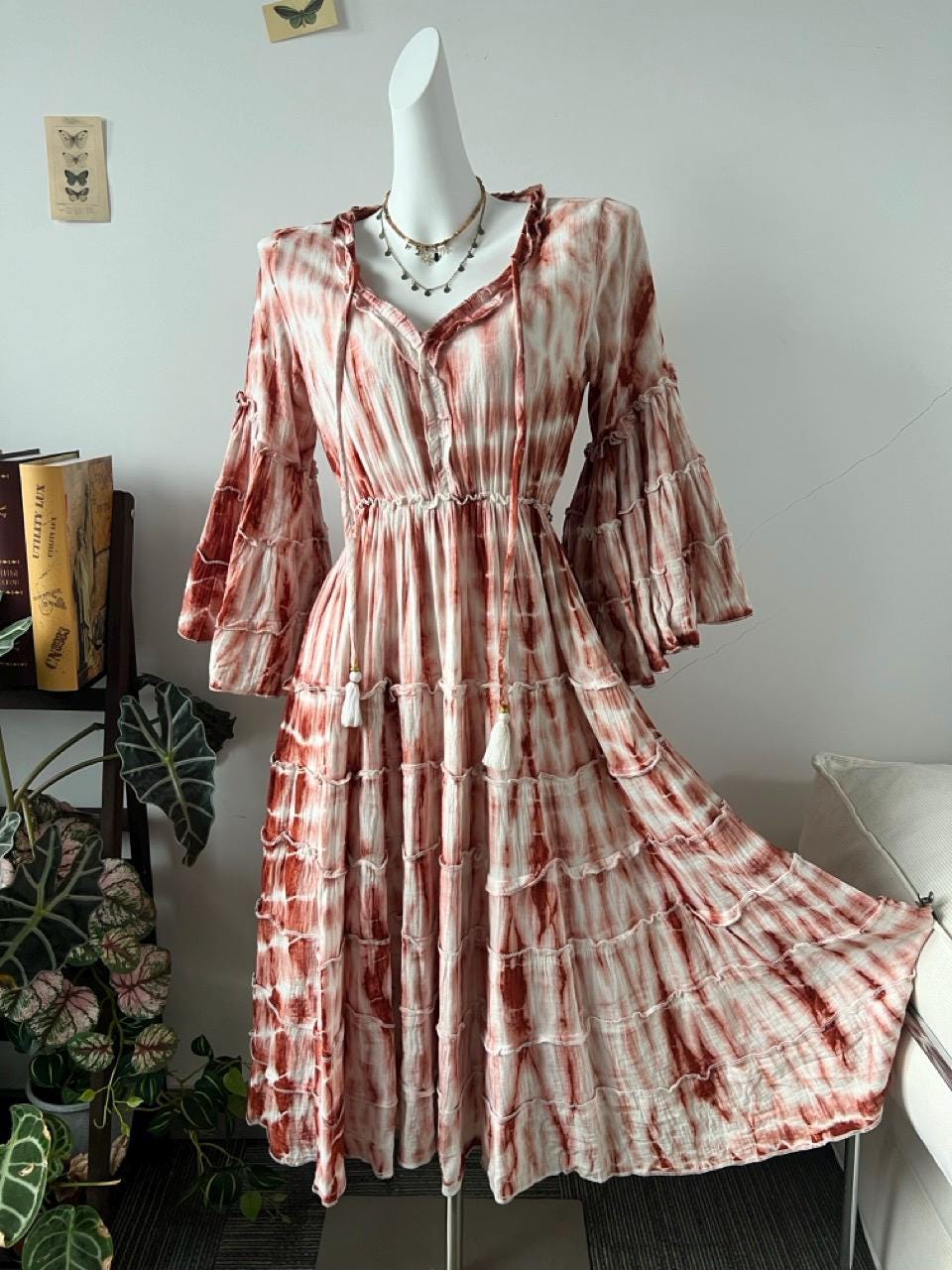Xena Pink Cotton Tie-Dye Maxi Dress — view 4