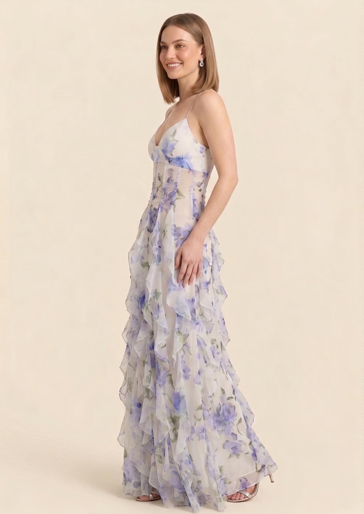 Tilly Floral Chiffon Ruffle Maxi Dress — view 2