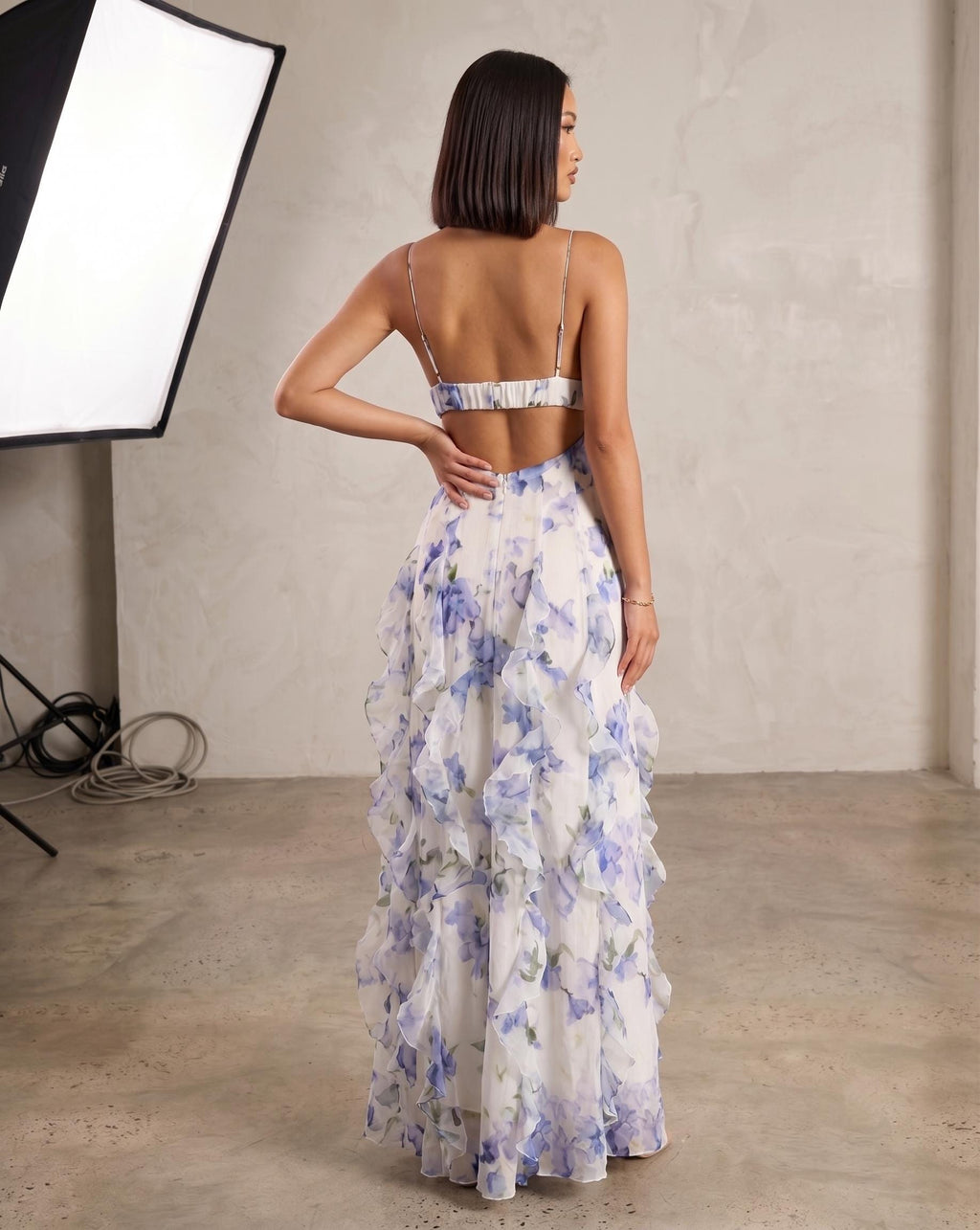 Tilly Floral Chiffon Ruffle Maxi Dress — view 5