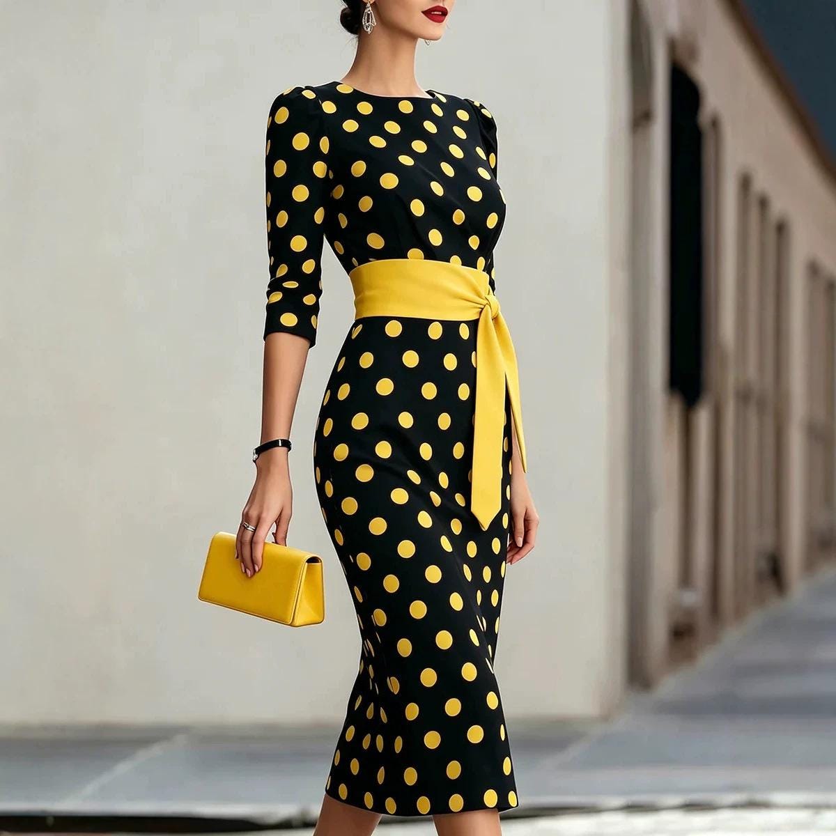 Cora Black Bodycon Midi Dress — view 4