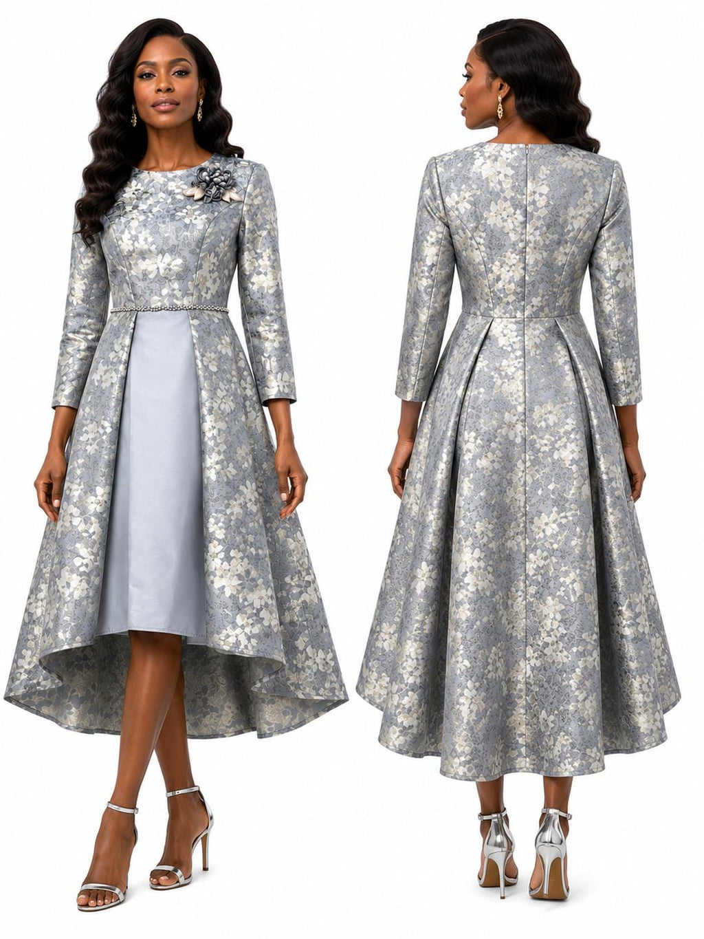 Noor Silver Midi Dress — view 3