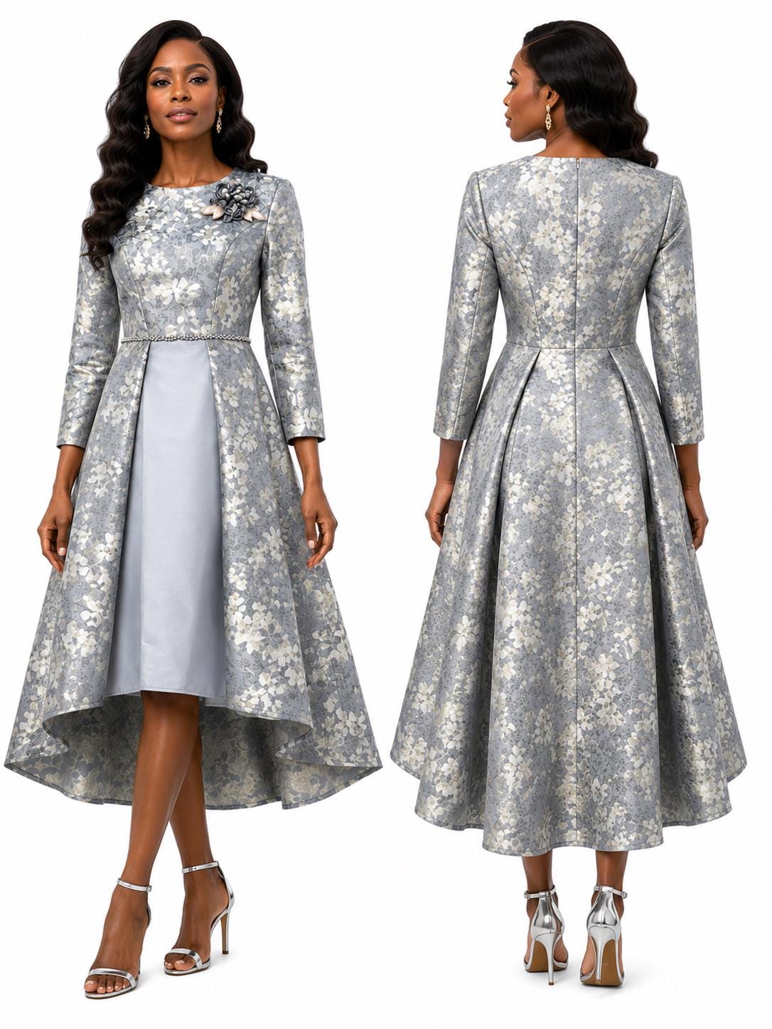 Noor Silver Midi Dress — view 3