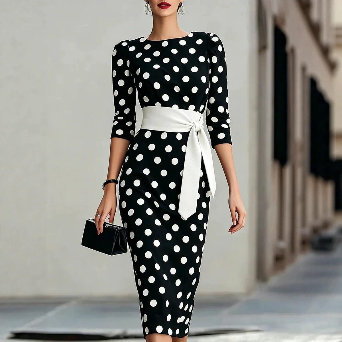 Cora Black Bodycon Midi Dress — view 2