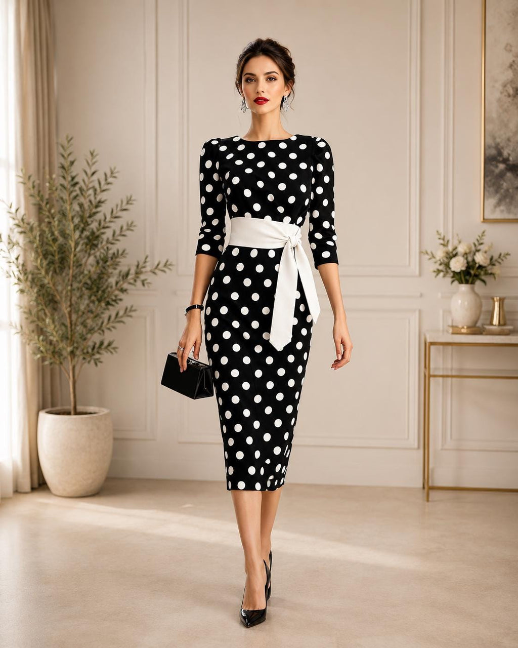 Cora Black Bodycon Midi Dress — Dress Code
