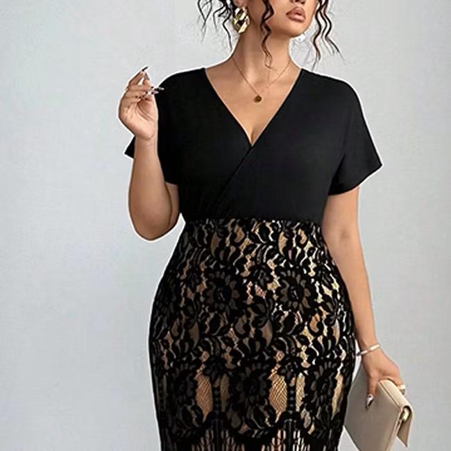 Yvette Black Lace Bodycon Midi Dress — view 4