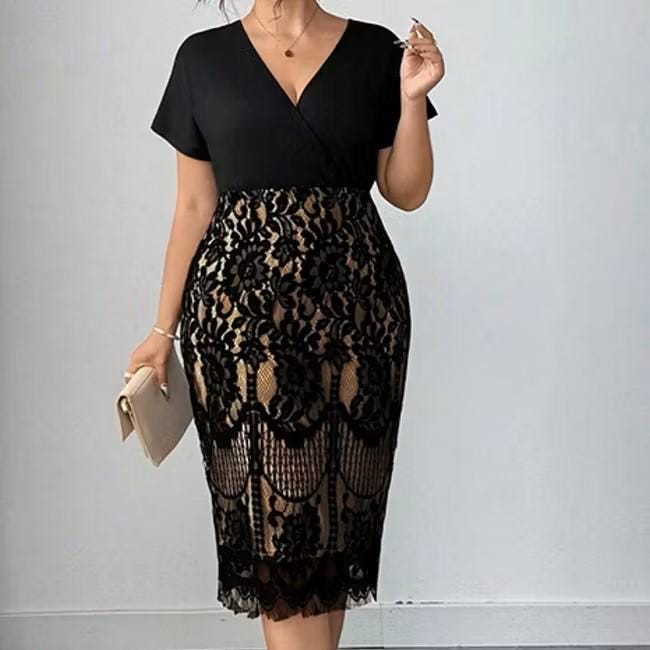 Yvette Black Lace Bodycon Midi Dress — view 5