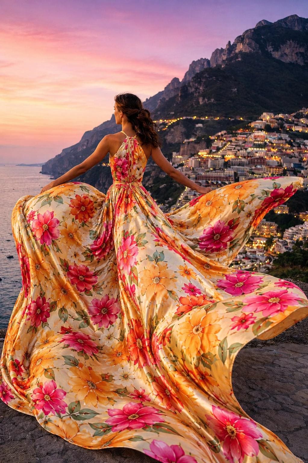 Sloane Floral Halter Maxi Dress — view 3