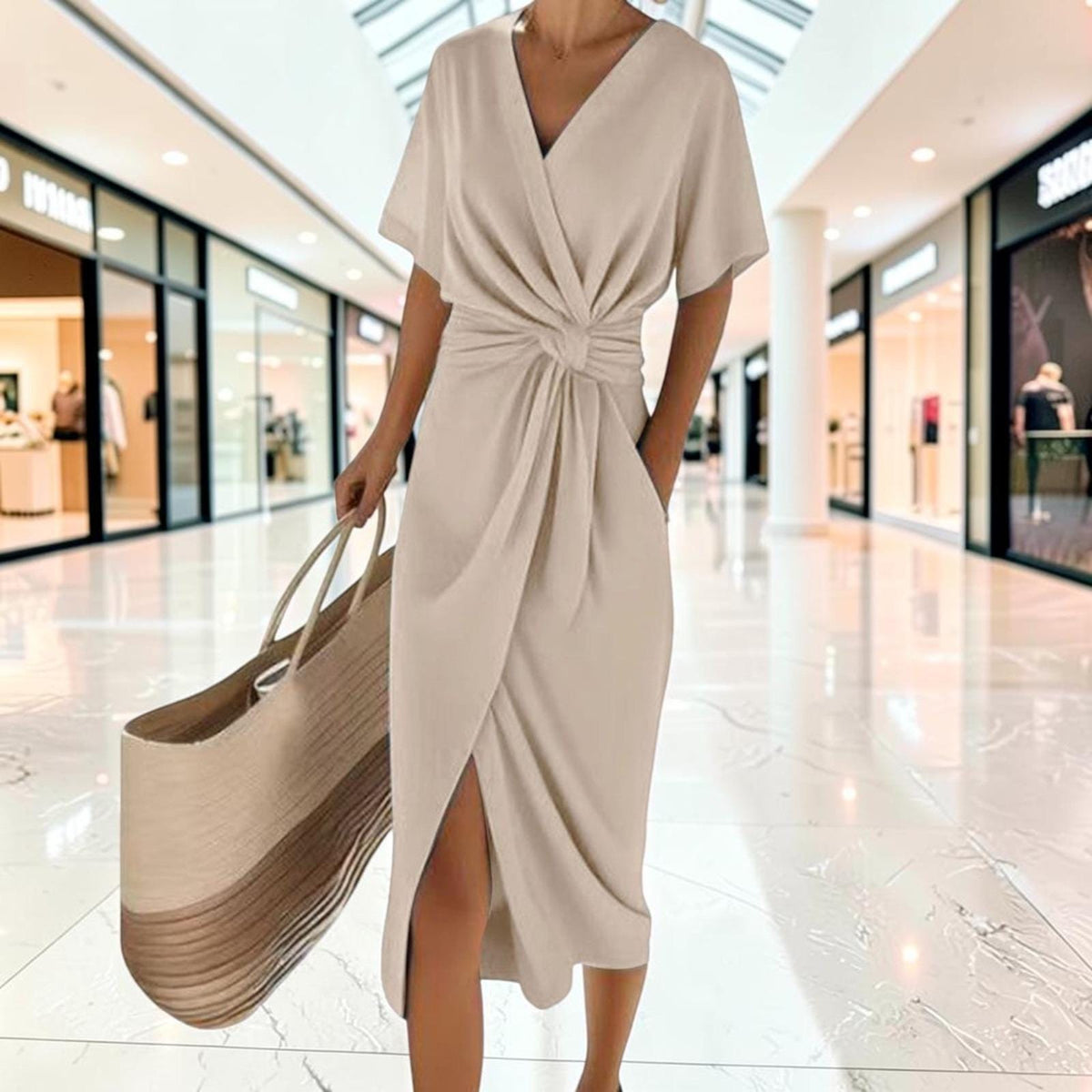 Dina Light Blue Wrap Midi Dress — view 3