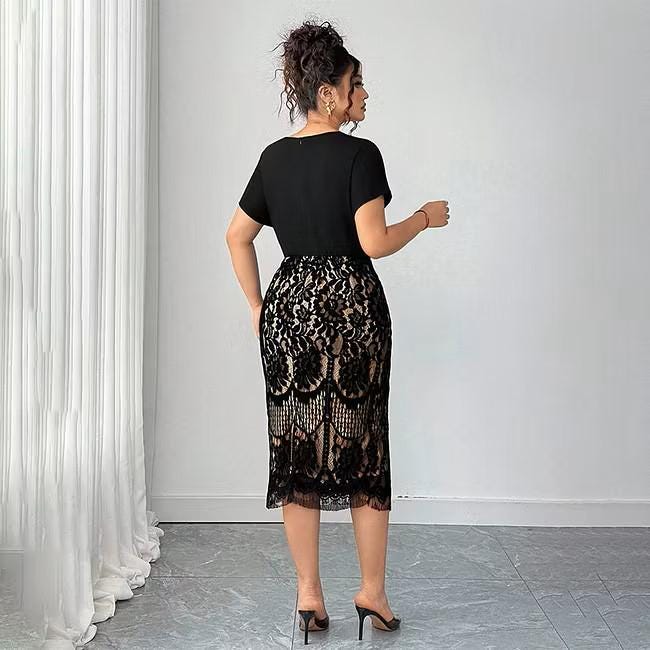Yvette Black Lace Bodycon Midi Dress — view 2