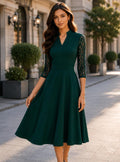 Greta Black Lace A-Line Midi Dress — Dress Code