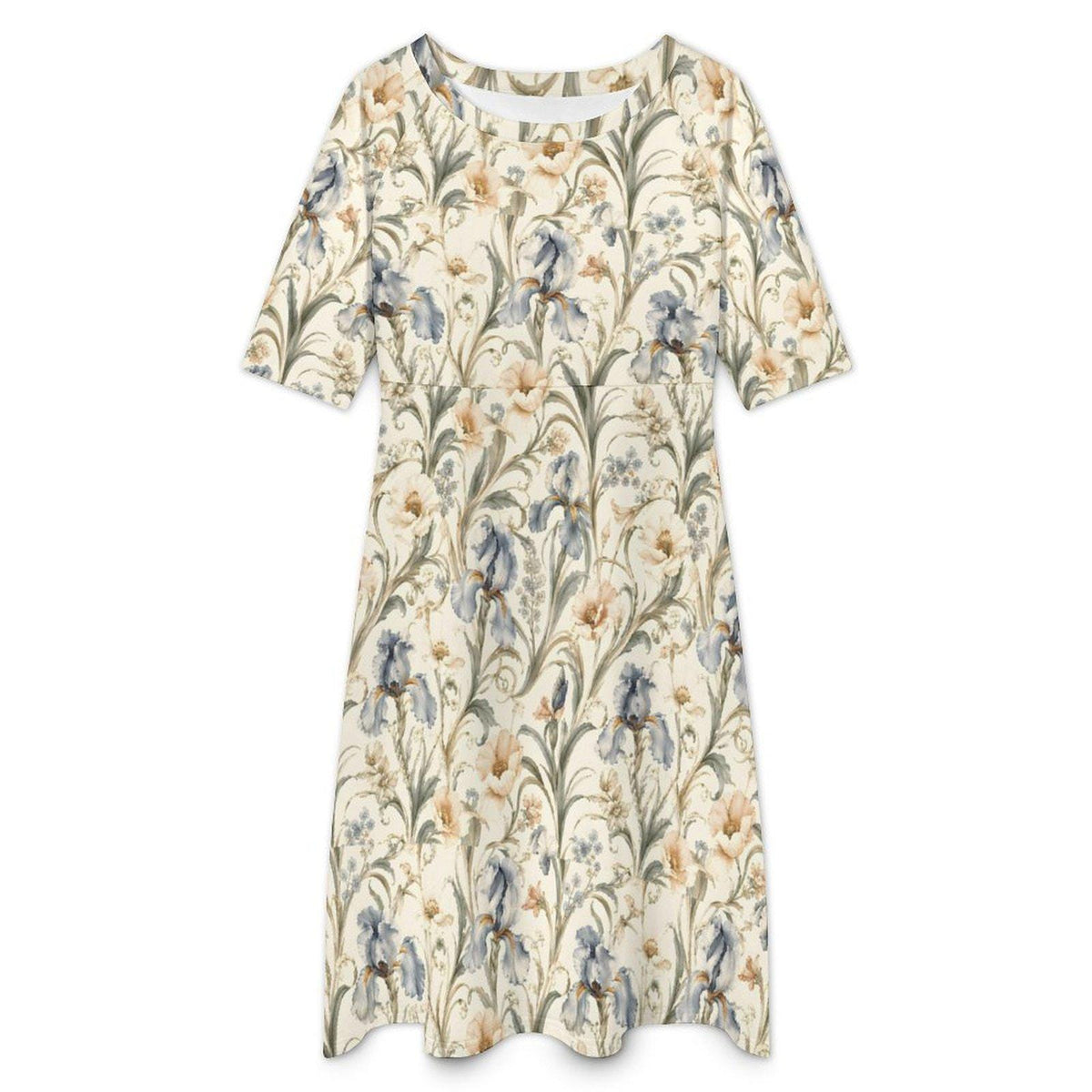 Sage Floral A-Line Midi Dress — view 4