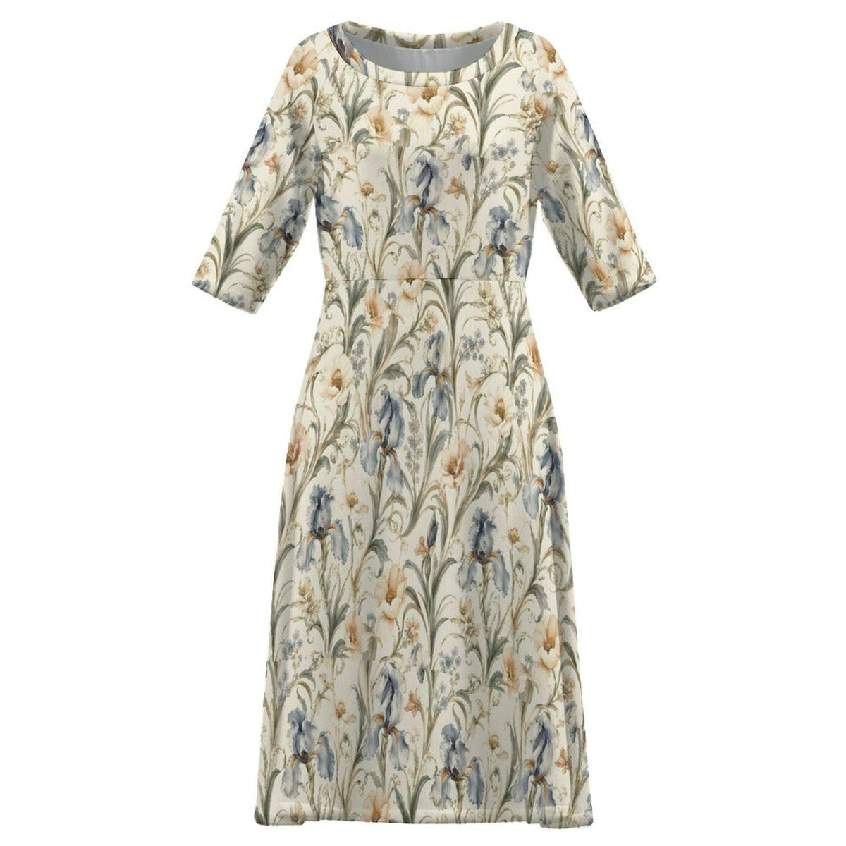 Sage Floral A-Line Midi Dress — view 5