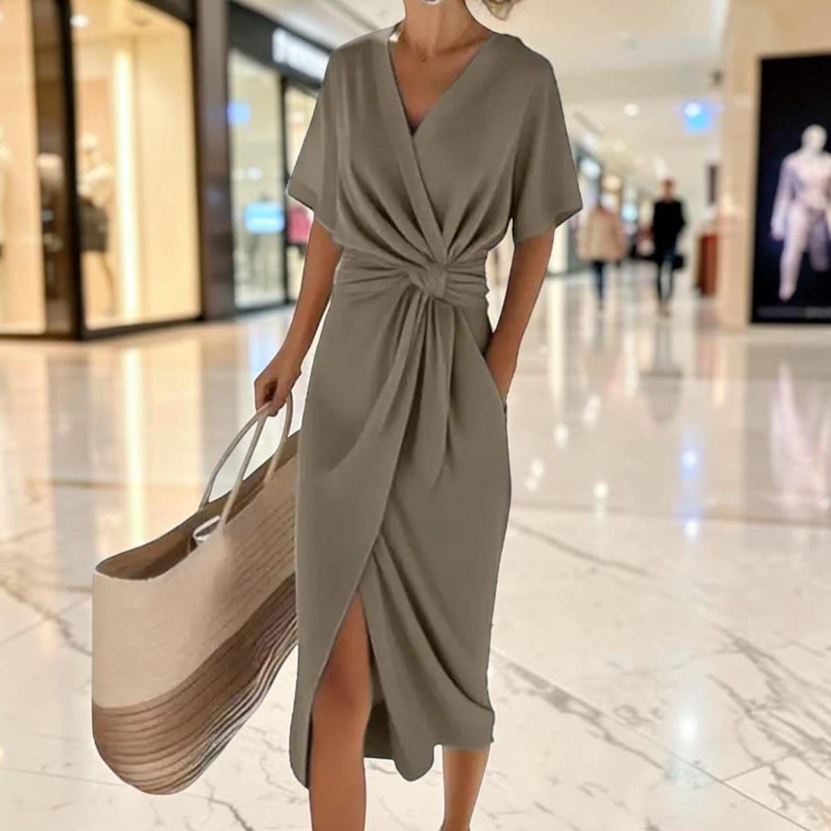 Dina Light Blue Wrap Midi Dress — view 2
