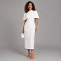 Frida White Crepe Midi Dress — Dress Code