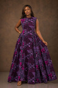 Vida Purple Cotton Fit-and-Flare Maxi Dress — Dress Code