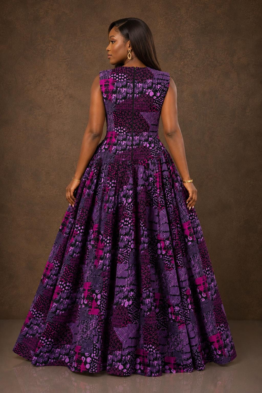 Vida Purple Cotton Fit-and-Flare Maxi Dress — view 3