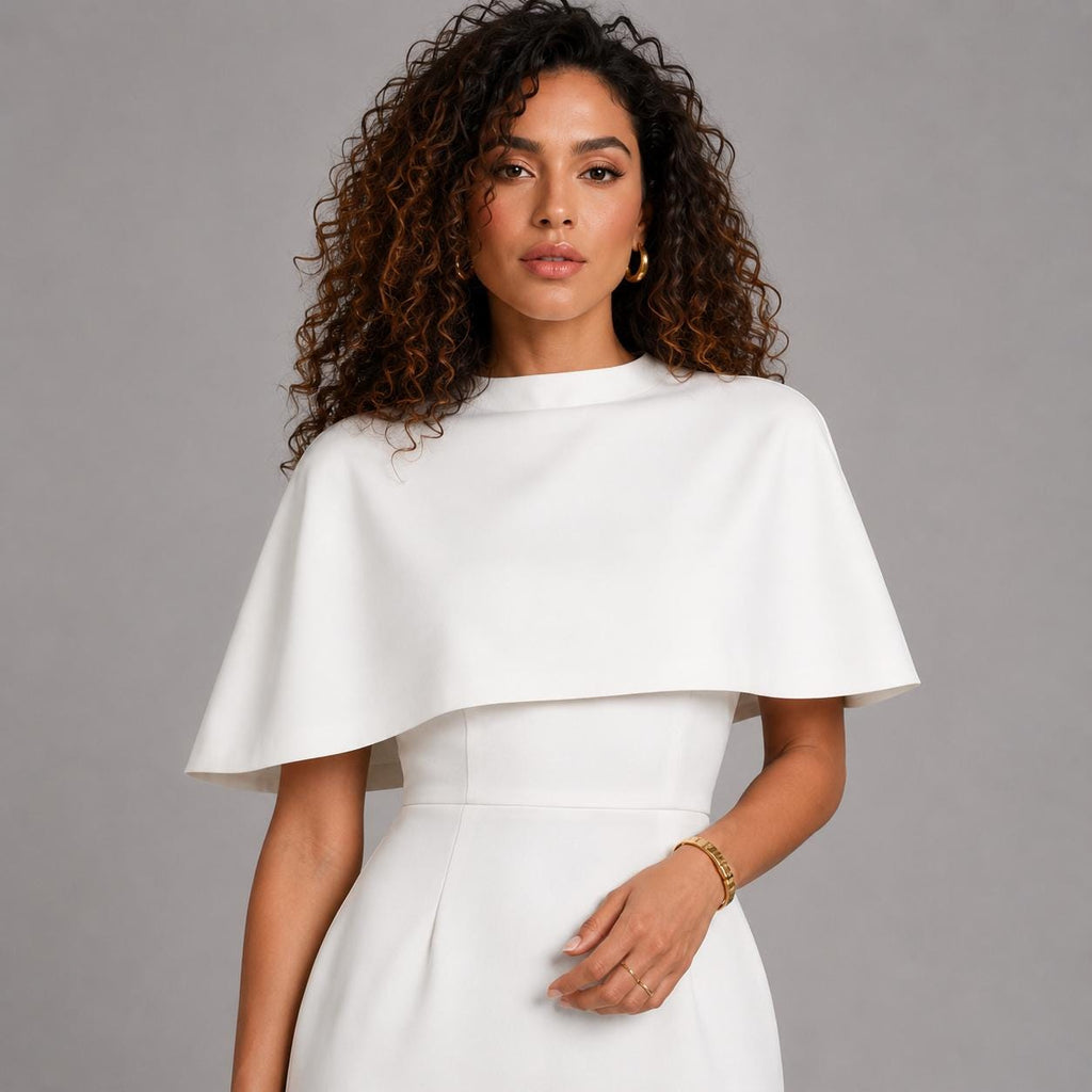 Frida White Crepe Midi Dress — view 2