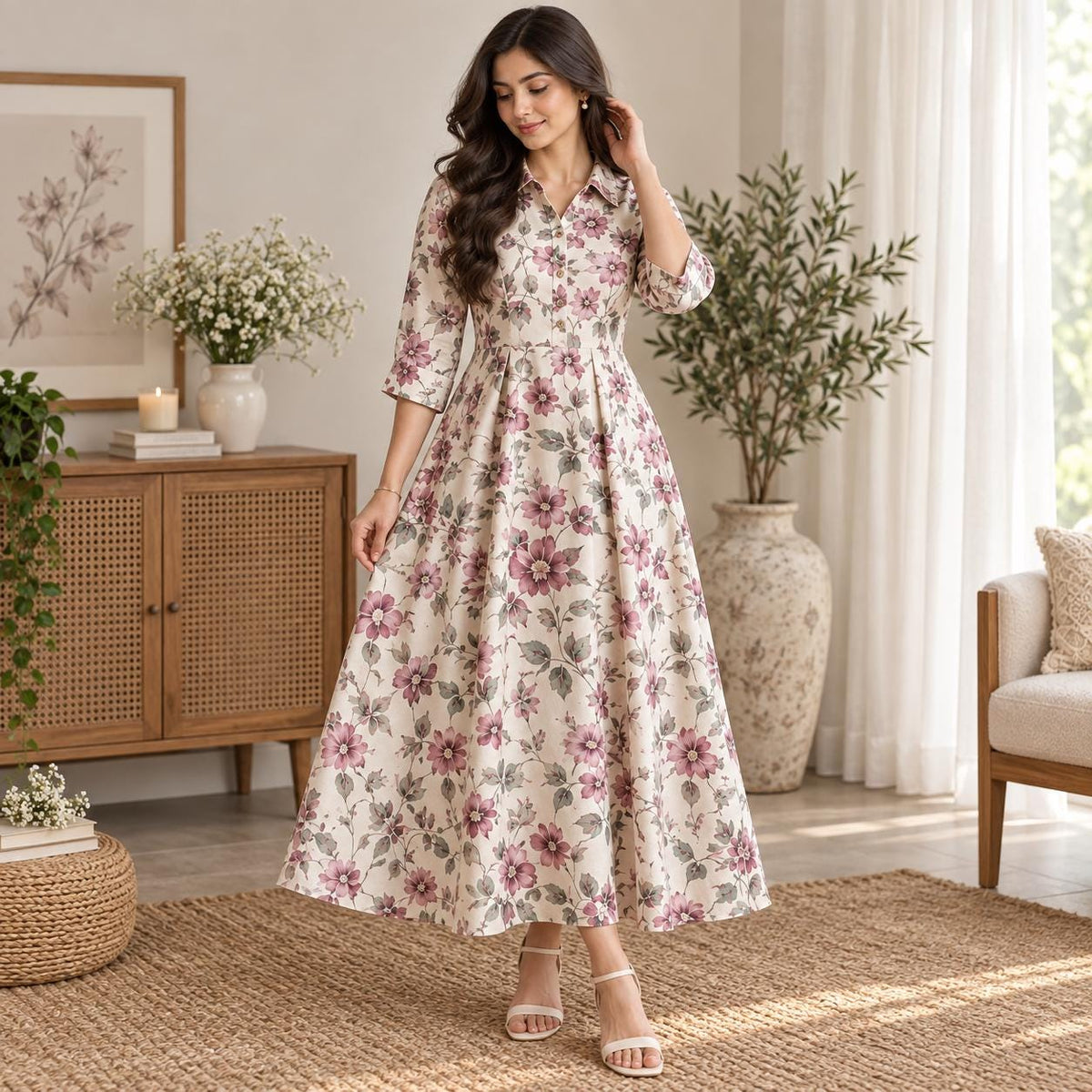 Fleur Floral Satin Maxi Dress — view 2