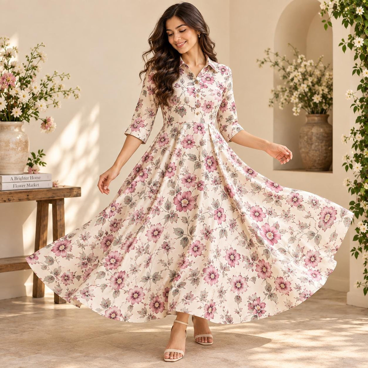 Fleur Floral Satin Maxi Dress — Dress Code