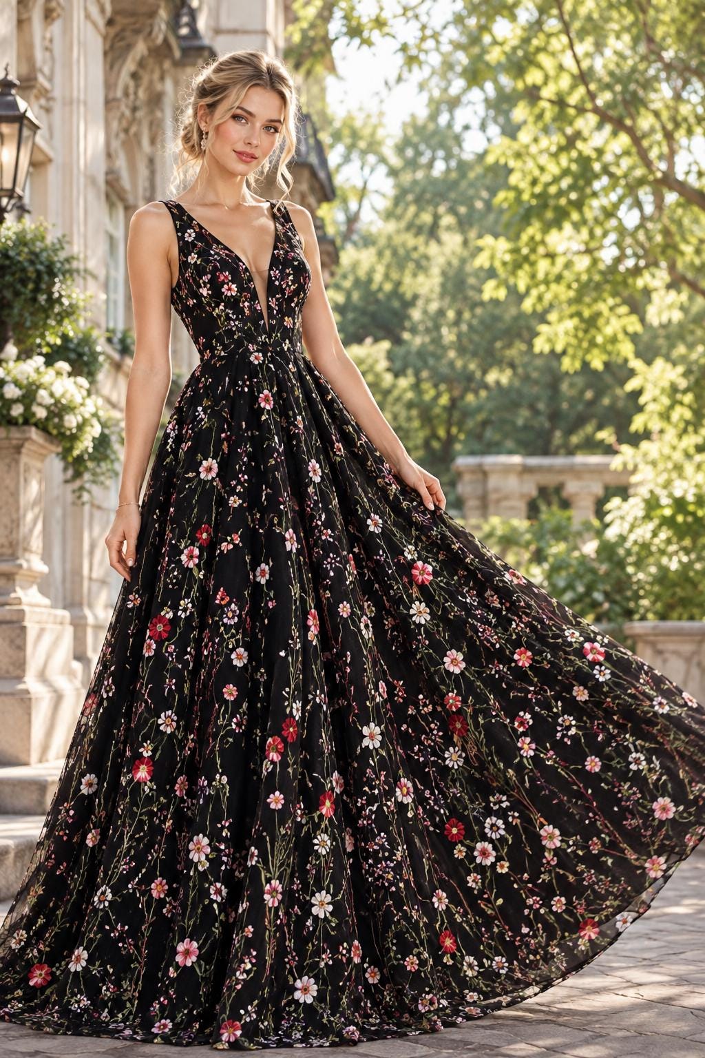 Viola Floral Embroidered Maxi Dress — view 3